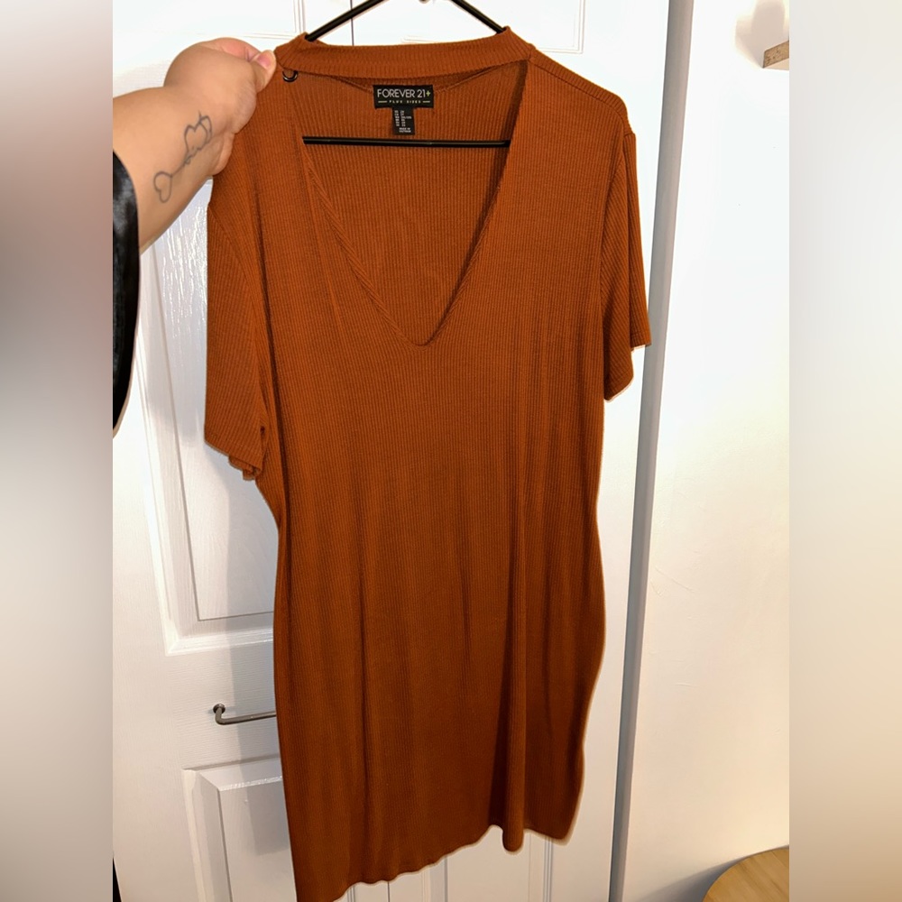 Brown, ribbed, with chest cut out dress